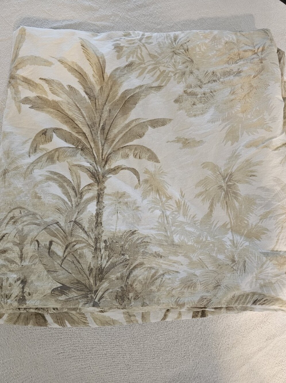 Pottery Barn Palm Toile Full/Queen Duvet Cover Tropical Organic Cotton Green